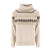 Geometrisch Patroon Turtleneck Jumper Panicale , Beige , Dames