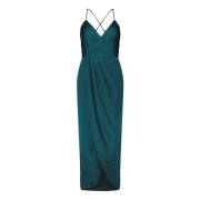 Elegante Gerimpelde Avondjurk vera mont , Green , Dames