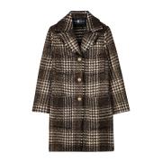 Metallic Plaid Wool Blend Jacket Luisa Cerano , Brown , Dames