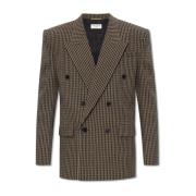 Geruite blazer Saint Laurent , Brown , Dames