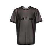 Chiffon Zwart Logo Tee Helmut Lang , Black , Heren