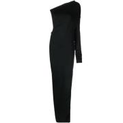 Zwarte Asymmetrische Jurk Rick Owens , Black , Dames