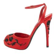 Pre-owned Satin sandals Ralph Lauren Pre-owned , Red , Dames