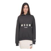 Grijze hoodie met logo print Msgm , Gray , Dames