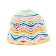 Gradient Wave Gehaakte Katoenen Bucket Hat Casablanca , Multicolor , U...