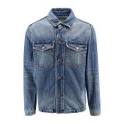 Blauwe Denim Jas Stijlvol Comfortabel Tom Ford , Blue , Heren