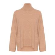 Hoge Hals Pullover Gebreide Trui Soaked in Luxury , Beige , Dames