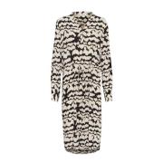 Zig Zag Print Jurk met V-Hals Soaked in Luxury , Beige , Dames