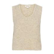 Zachte Gebreide Vest Haver Melange Soaked in Luxury , Beige , Dames