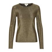 Glimmertop Ronde Hals Lange Mouw Goud Soaked in Luxury , Yellow , Dame...