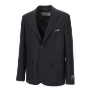 Zwarte Crepe Blazer met Logo Knopen Versace Jeans Couture , Black , He...