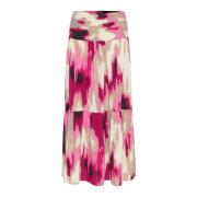 Roze Abstracte Print Smock Rok Kaffe , Multicolor , Dames