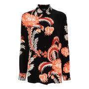 Bloemenprint Zijden Shirt Zwart Etro , Multicolor , Dames