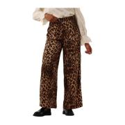 Luipaardprint Wijde Broek Neo Noir , Brown , Dames