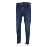 Donkerblauwe Stretch Katoenen Jeans PT Torino , Blue , Heren