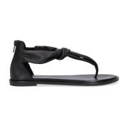 Zwarte Leren Sandalen Chic Stijl Notre-v , Black , Dames