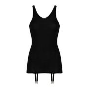 Naadloze Tanktop met Bretels Lemaire , Black , Dames