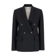 Zwarte Wollen Blazer Tela , Black , Dames