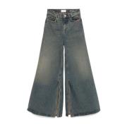 Blauwe Denim Wide Leg Jeans Amish , Blue , Dames