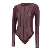 Bordeaux Lycra Bodysuit met Transparantie Remain Birger Christensen , ...