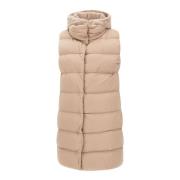 Faux Fur Hooded Vest Sand Herno , Beige , Dames