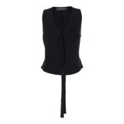 Zwart Geribbeld Viscose Gilet Jack Federica Tosi , Black , Dames