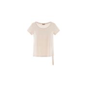 Katoenen Jersey Boothals T-shirt Herno , Beige , Dames