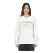 Crème Crewneck Sweatshirt met Oval D Logo Diesel , White , Dames