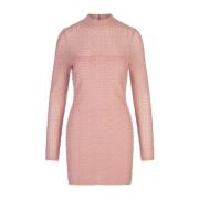 Roze Gebreide Jurk met Doorschijnend Detail Balmain , Pink , Dames