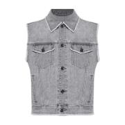 Denim vest Versace , Gray , Heren