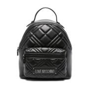 Gewatteerde Zwarte Rugzak met Logodetail Love Moschino , Black , Dames