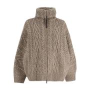 Gevlochten Cardigan met Juweel Detail Brunello Cucinelli , Beige , Dam...