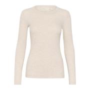 Melange T-shirt Lange Mouw Top Ecru InWear , Beige , Dames