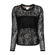 Zwarte Sweatshirt Aw24 Damesmode Twinset , Black , Dames