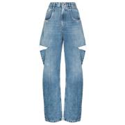 Blauwe Denim 5-Pocket Broek Maison Margiela , Blue , Dames