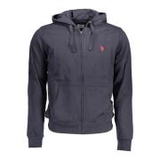 Blauwe Hoodie met Rits en Borduursel U.s. Polo Assn. , Blue , Heren