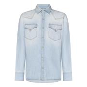 Blauwe Snap Button Overhemd Slim Fit Fortela , Blue , Heren