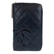 Pre-owned Leather wallets Chanel Vintage , Black , Dames