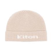 Chunky Ribbed Knit Logo Hat Kiton , White , Heren