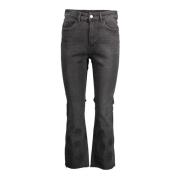 Zwarte katoenen jeans met borduursel en contrasterende details Desigua...