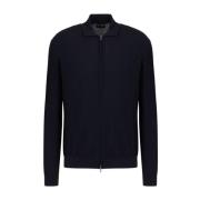 Blauwe Sweater met Voorrits Emporio Armani , Blue , Heren