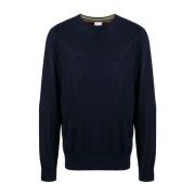 Blauwe Merinowol Ronde Hals Trui Paul Smith , Blue , Heren