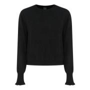 Zwarte Crewneck Logo Patroon Cashmere Trui Pinko , Black , Dames