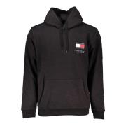 Zwarte Hoodie Logo Print Tommy Hilfiger , Black , Heren