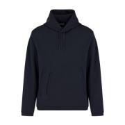 Blauwe Sweater met Trekkoord Capuchon Emporio Armani , Blue , Heren