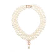 Roségouden Faux-Parel Hanger Ketting Vivienne Westwood , White , Unise...