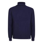 Comfortabele Gebreide Turtle Neck Sweater Falke , Blue , Heren