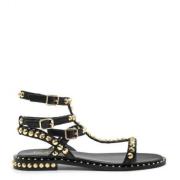 Gladiatorstijl Zwarte Leren Sandaal ASH , Black , Dames