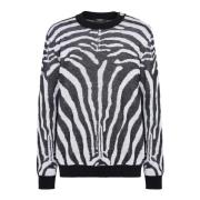 Zebraprint Linnen Jumper Balmain , Black , Heren