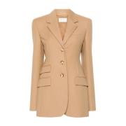 Beige Wollen Blend Jas met Dart Detailering Sportmax , Beige , Dames